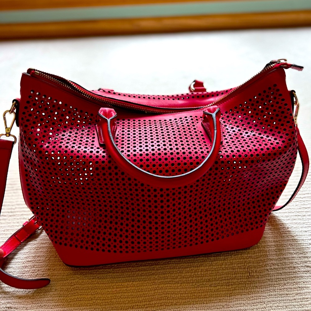 Brick red Italian leather purse.